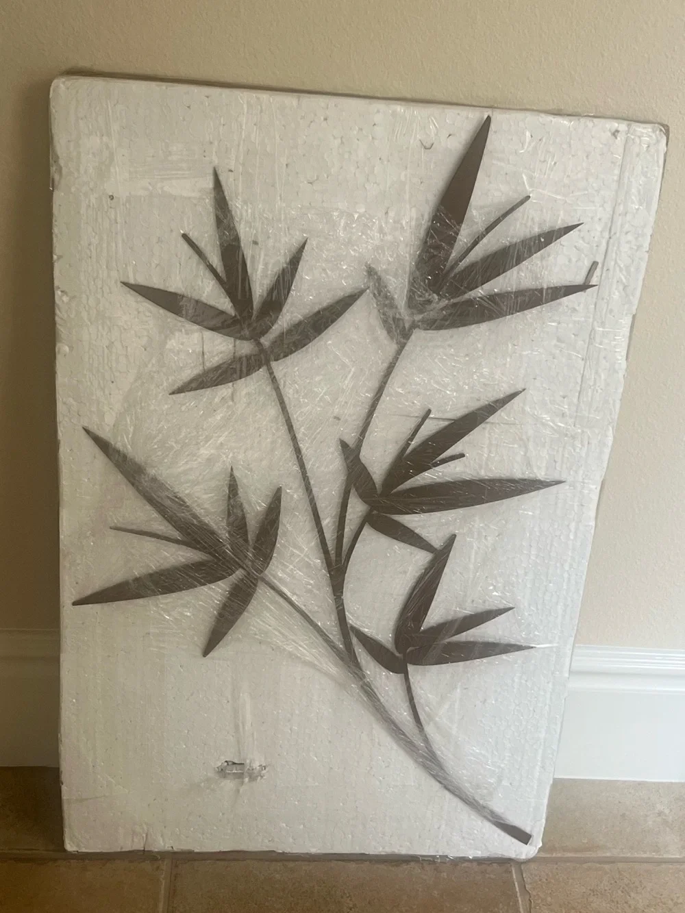 Modern Zen Bamboo Bronze Metal Botanical Wall Art Hanging Sculpture 28” x 19”